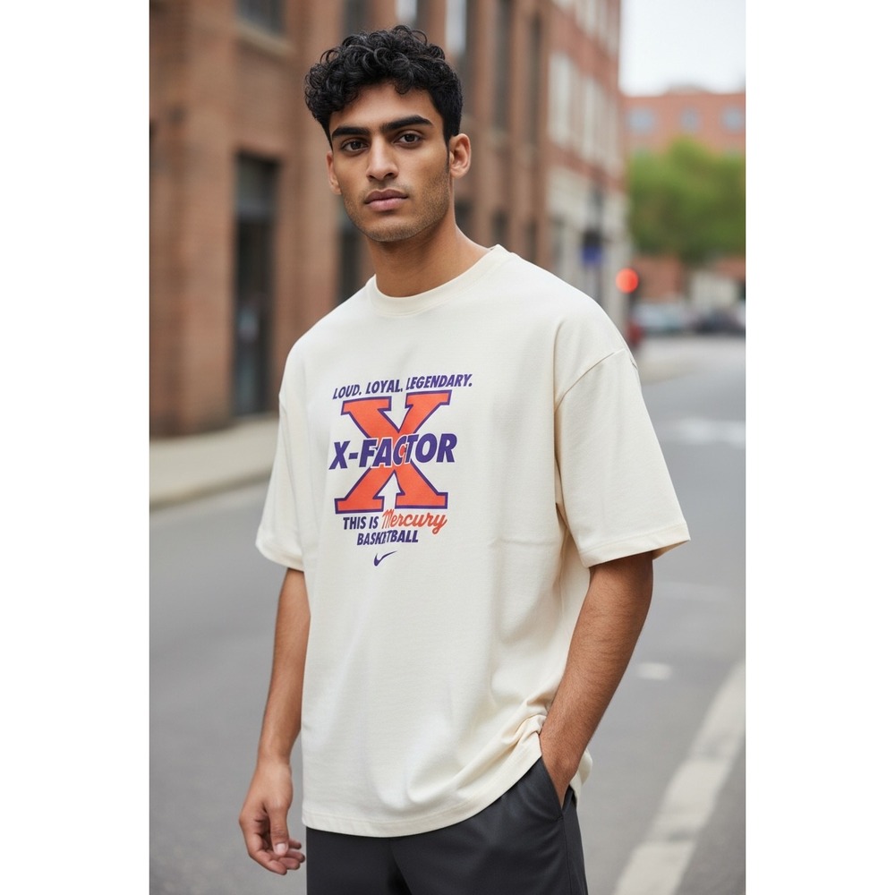 1036 AS Colour Phoenix Mercury X-Factor Basketball Graphic Tee Cream Large NEW